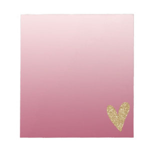 Bloc-note Coeur de Parties scintillant d'or rose Ombre
