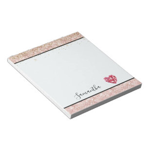 Bloc-note Cœur en pétales de rose rouge rose poudré scintill