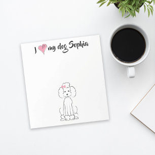 Bloc-note Coeur rose mignon J'aime mon chien Personnalisé Wh