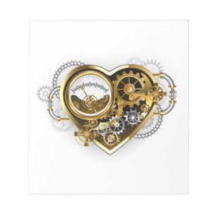 Bloc-note Cœur Steampunk avec un Manomètre