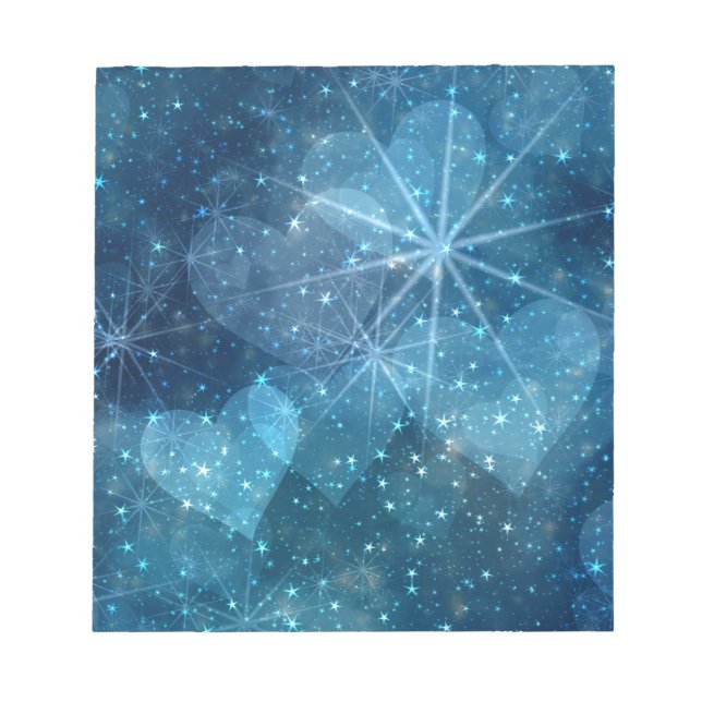 Bloc-note Coeurs Bleus Et Étoiles (Devant)