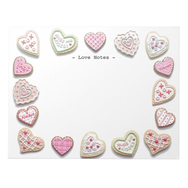 Bloc-note Coeurs doux Cookies Notes d'amour (Devant)