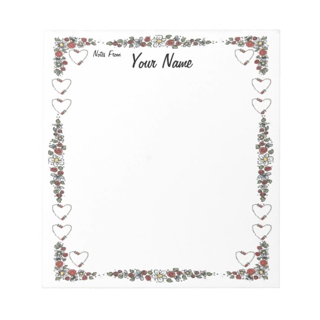 Bloc-note Coeurs et fleurs (Devant)