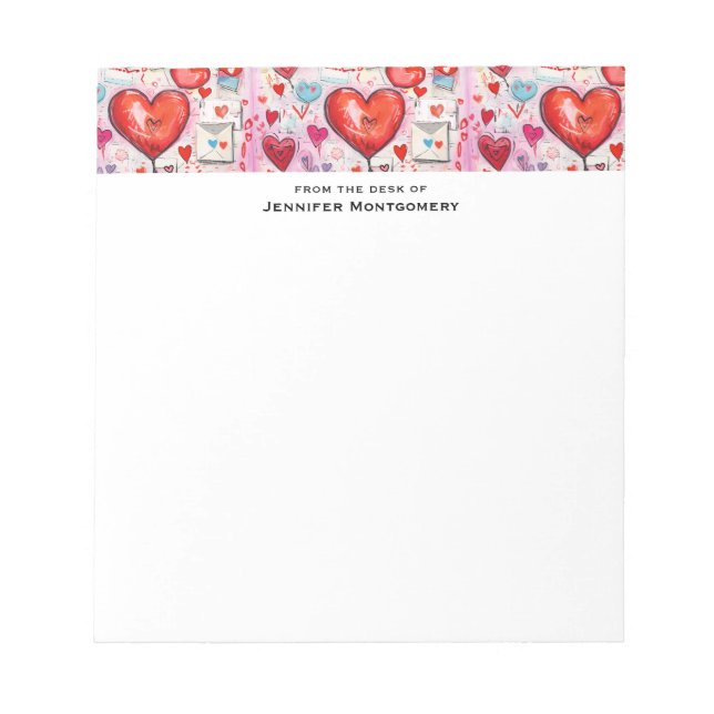 Bloc-note Coeurs lunaires et lettres d'amour Motif (Devant)