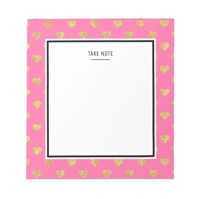 Bloc-note Coeurs parties scintillant or (Devant)