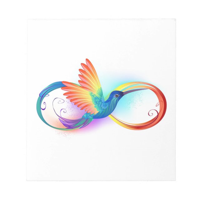 Bloc-note Colibri arc-en-ciel avec symbole Infinity (Devant)