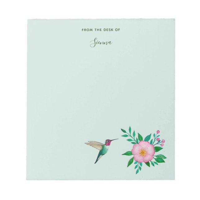 Bloc-note Colibri et Rose sauvage personnalisés (Devant)