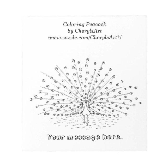 Bloc-note Coloration Peacock Dessin Notepads (Devant)