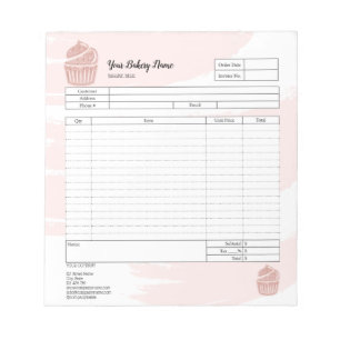 Bloc-note Commande du mélangeur de boulangerie Cupcake Formu