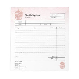 Bloc-note Commande du mélangeur de boulangerie Cupcake Formu