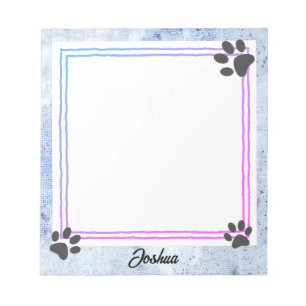 Bloc-note conception aquarelle d'empreintes de pattes de chi