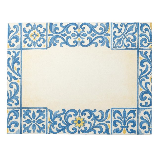 Bloc-note Conception d'aquarelle fixe portugaise Azulejo (Devant)