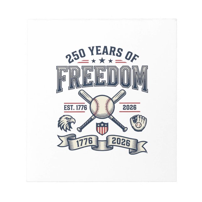 Bloc-note Conception de baseball patriotique 250 ans de libe (Devant)
