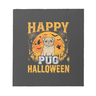 Bloc-note Conception de chien effrayant Halloween Pug heureu