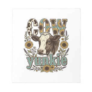 Bloc-note Conception de ferme de tournesol Yunkie vache vint