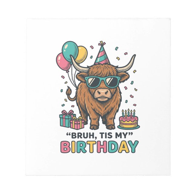 Bloc-note Conception de fête d'anniversaire drôle de vache d (Devant)