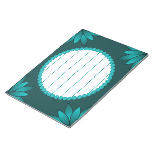 Bloc-note Conception de mandala à feuilles sarcelles sur fon