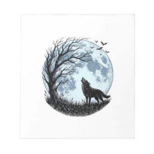 Bloc-note Conception de silhouette d'arbre de lune hurleur d