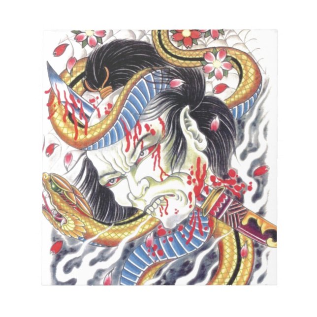 Bloc-note Conception de tatouage Grotesque et serpent (Devant)