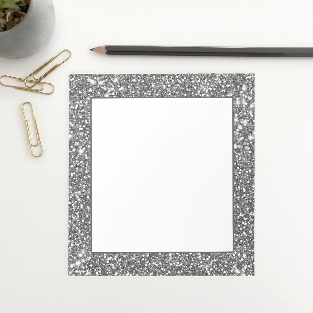 Bloc-note Conception de texture de paillettes grises argenté (This printed silver glitter look adds a glamorous touch to any space.)