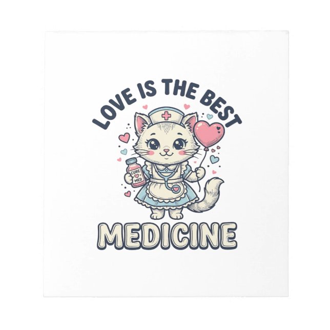 Bloc-note Conception d'infirmière mignonne chat l'amour est  (Devant)