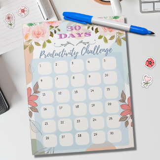 Bloc-note Conception florale Défi de productivité de 30 jour