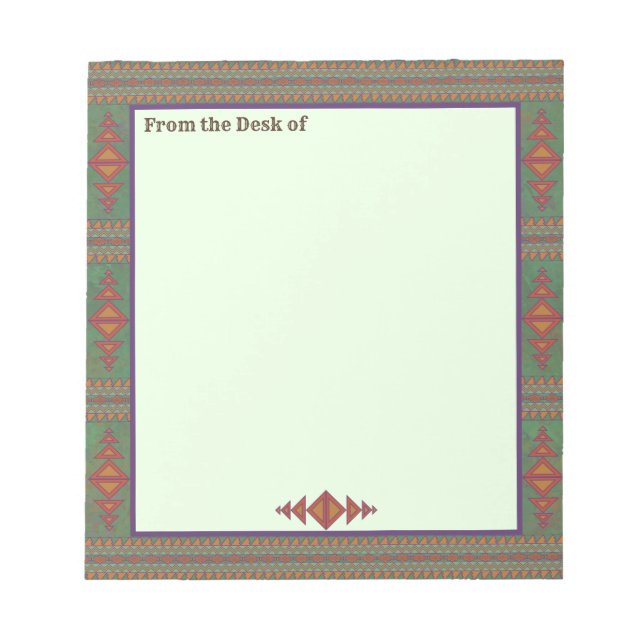 Bloc-note Conception géométrique verte Sagebrush Sud-Ouest (Devant)