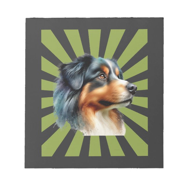 Bloc-note Conception graphique rétro Border Collie Sunburst (Devant)