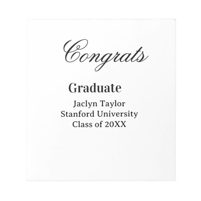 Bloc-note Congrats graduation name university name class of  (Devant)