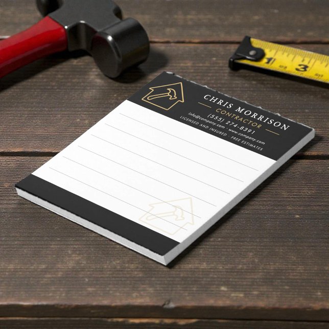 Bloc-note Construction Company Black Gold Notepad (Créateur téléchargé)