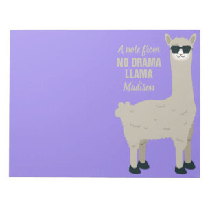 Bloc-note Cool Llama nom et couleur personnalisés