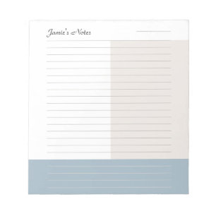 Bloc-note Cool Personnalisé Nom Moderne Taupe Dusty Bleu Lin