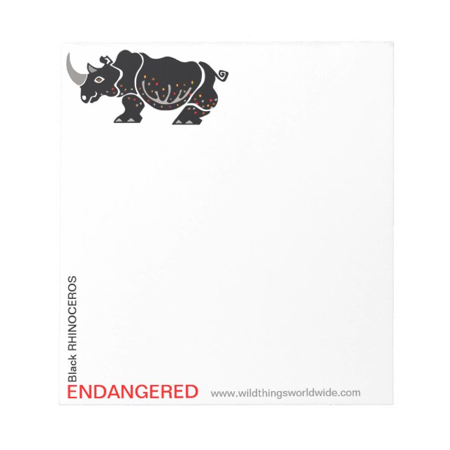 Bloc-note Cool RHINOCEROS - Animal en voie de disparition -  (Devant)