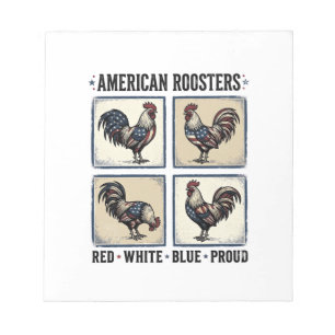 Bloc-note Coqs Américains Modèle de Chemise Patriotique Vint