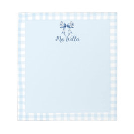 Bloc-note Coquette florale bleue personnalisée Elégant Bow