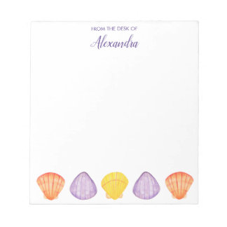 Bloc-note Coquillages d'aquarelle avec nom