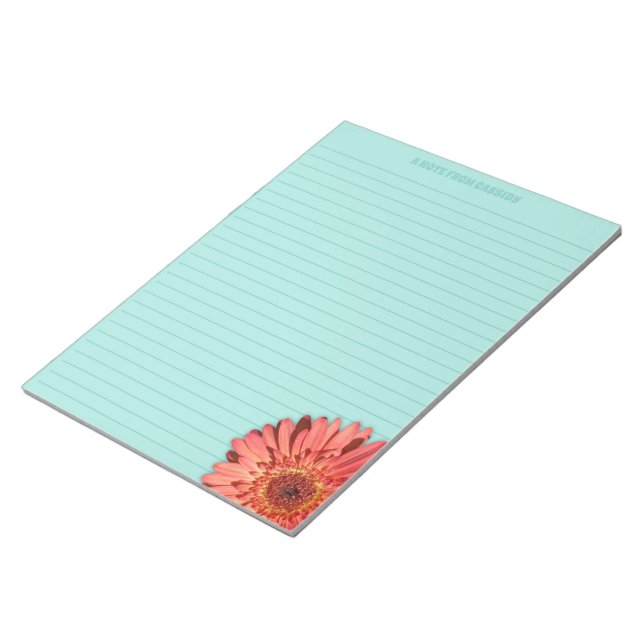 Bloc-note Corail couleur Gerbera Daisy Photo Mint Vert (Incliné)