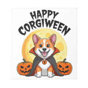 Bloc-note Corgiween d'Halloween, chien Corgi effrayant