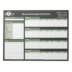 Bloc-note Corps Madness Personal Trainer Workpad