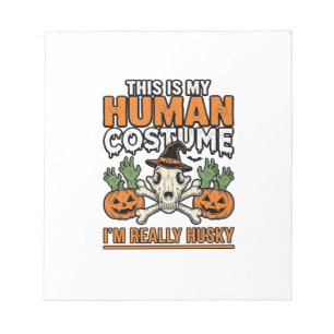 Bloc-note Costume Humain Husky Drôle T-Shirt Chien Halloween
