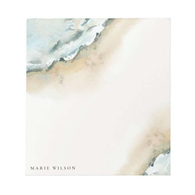 Bloc-note Côte Elégante Vagues de mer Sand Beach Aquarelle (Devant)