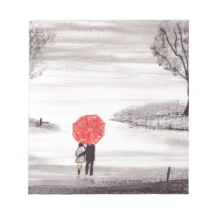 Bloc-note Couple d'amour de parapluie rouge