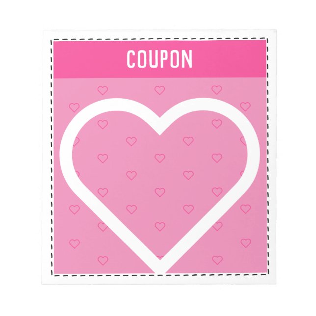 Bloc-note Coupons do-it-yourself | Coeurs roses (Devant)