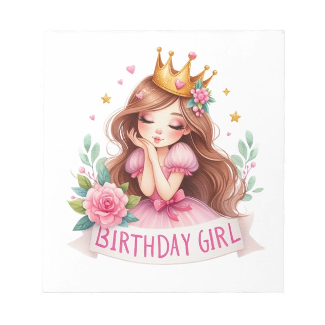 Bloc-note Couronne de princesse pour fille d'anniversaire (Devant)