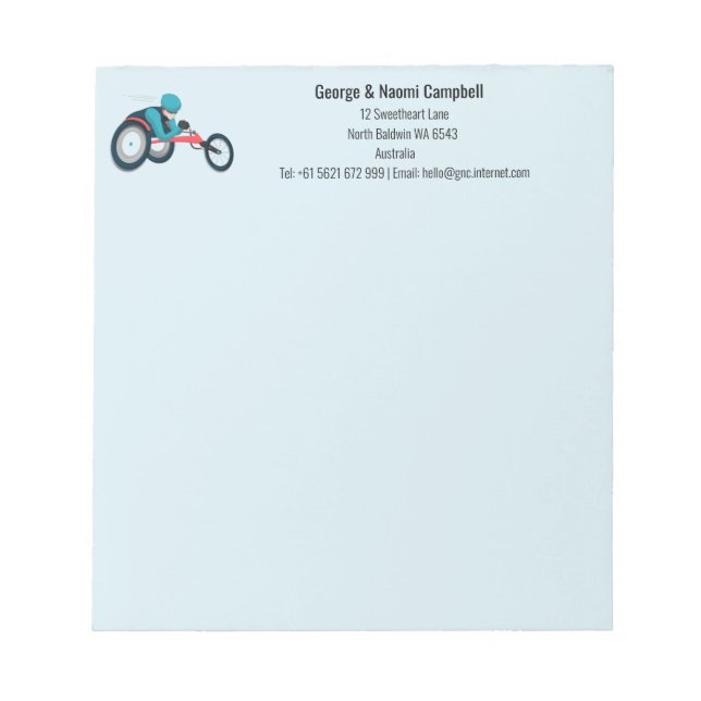 Bloc-note Course en fauteuil roulant (Devant)