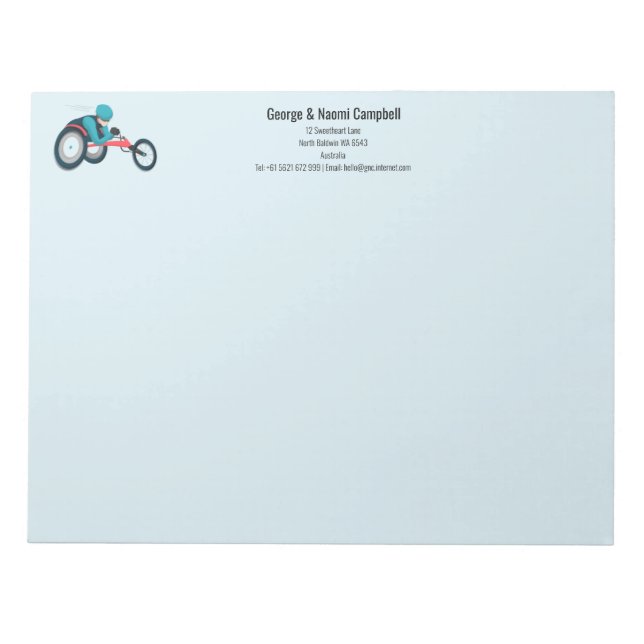 Bloc-note Course en fauteuil roulant (Devant)