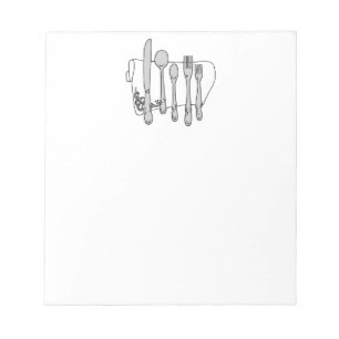 Bloc-note Couverts Design Noir Blanc 5,5" x 6"