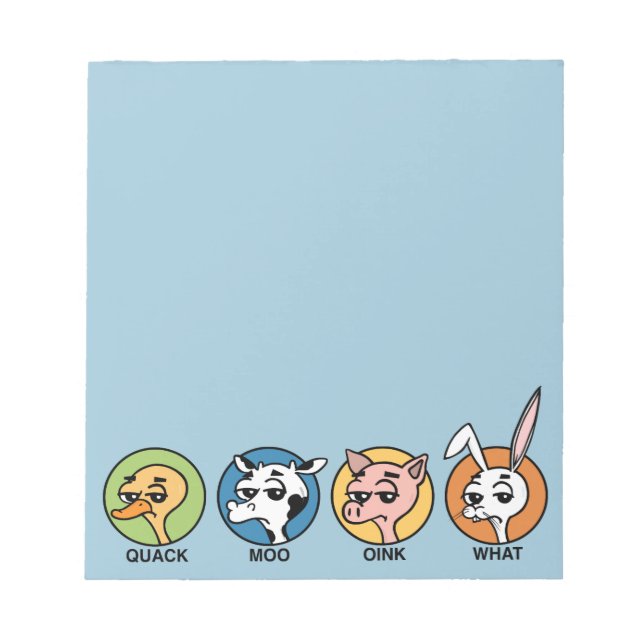 BLOC-NOTE COW COW PIG ET NOTEPAD RABBIT FUNNY DUCK (Devant)