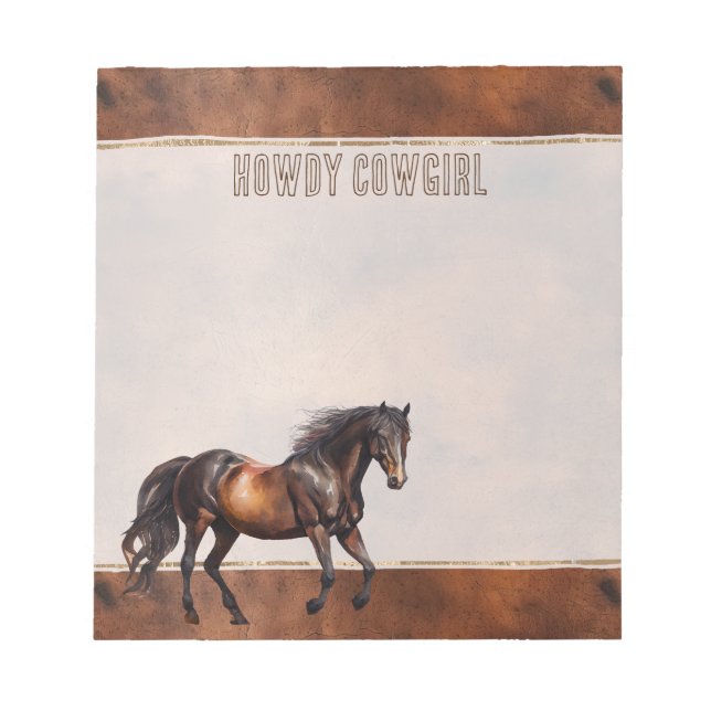 Bloc-note Cowboy Western Brown Horse Cowboy (Devant)