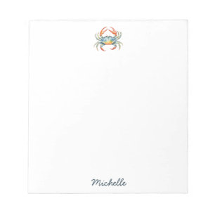 Bloc-note Crabe aquarelle personnalisé Été Plage   